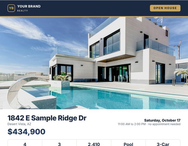 Open house flyer, demo with sample data